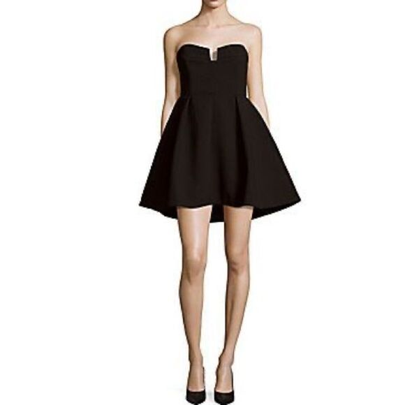NWT Keepsake Divide solid black Strapless Mini cocktail fit flare party Dress xs - Picture 1 of 9